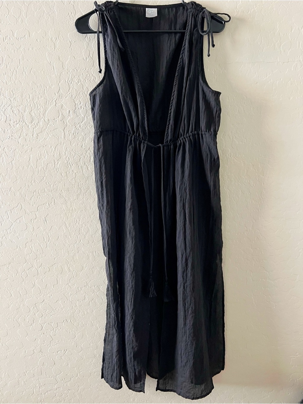 Black Sleeveless Tie-Front Maxi Dress Coverup